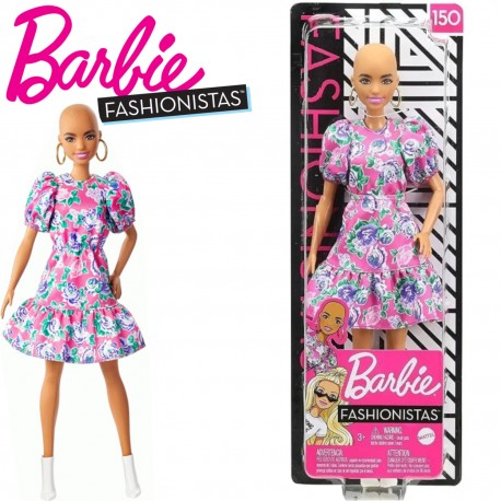Barbie Fashionistas: Kopasz Barbie virágos ruhában FBR37