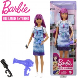 Barbie karrierista babák: Lila hajú fodrász karrierbaba DVF50