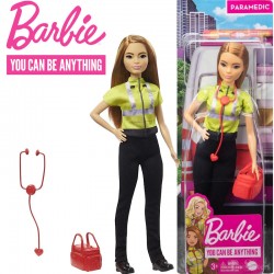 Barbie karrierista babák: Barna hajú mentőorvos karrierbaba DVF50
